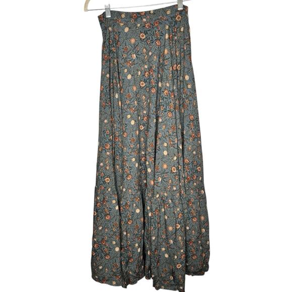 NWT Joyfolie Mia Joy Cala Maxi Skirt Teal Vine Print Size Small - Picture 2 of 8